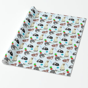 Kleurrijk keukenpapier voor het oppakken van katte cadeaupapier