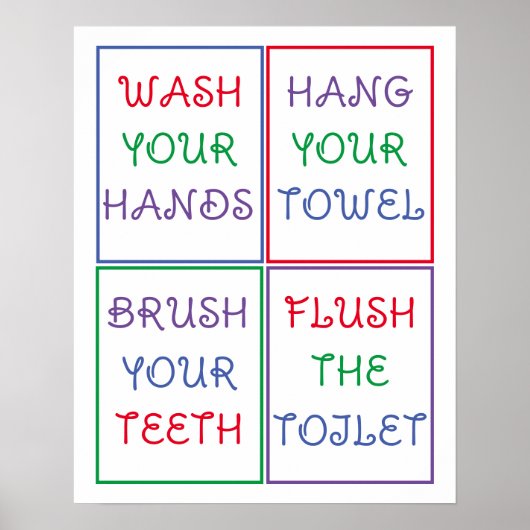 Kleurrijk Kind badkamer wand Poster (Voorkant)