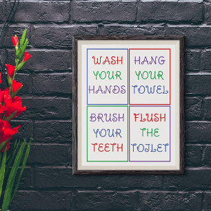Kleurrijk Kind badkamer wand Poster
