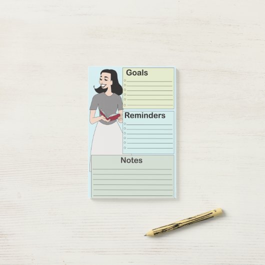 Kleurrijk Kind om lijst uit te voeren Post-it® Notes (Op bureau)