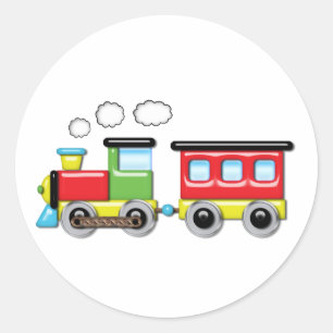 Kleurrijk Kind;s Locomotief & Caboose Ronde Sticker