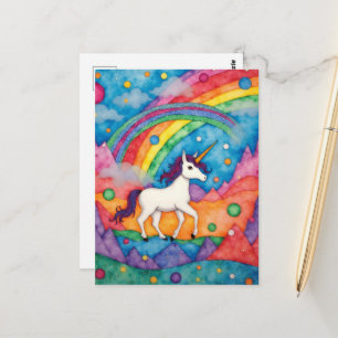 Kleurrijk Kindachtig Fantasie Eenhoorn Briefkaart