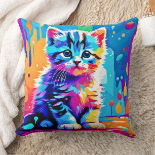 Kleurrijk kittenontwerp kussen