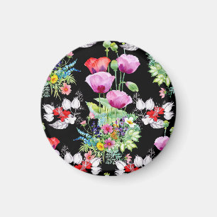 Kleurrijk Klaproos Zomer Bloemen Patroon Magneet