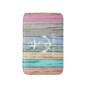 Kleurrijk knoeihout Nautische strips en anker Badmat (Voorkant Verticaal)