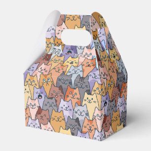 Kleurrijk Knuffel Kat Menigte Patroon Whimsical Ka Bedankdoosjes