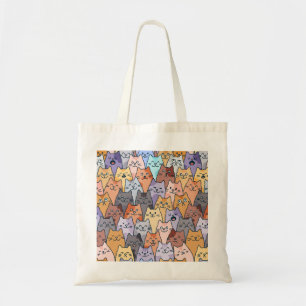 Kleurrijk Knuffel Kat Menigte Patroon Whimsical Ka Tote Bag
