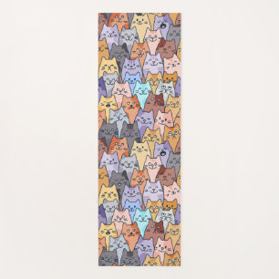 Kleurrijk Knuffel Kat Menigte Patroon Whimsical Ka Yogamat