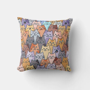 Kleurrijk Knuffelig Kat Menigte Patroon Whimsical Kussen
