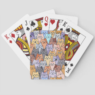 Kleurrijk Knuffelig Kat Menigte Patroon Whimsical Pokerkaarten