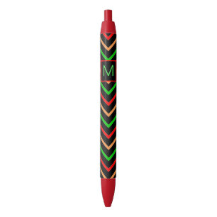 Kleurrijk koel chevron op zwart monogram zwarte inkt pen