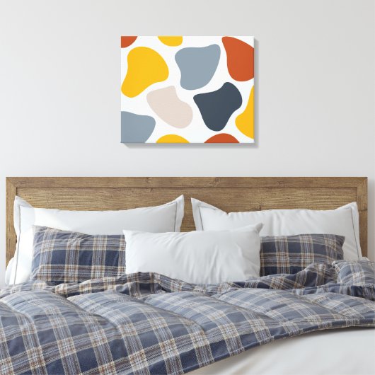 Kleurrijk, koel, trendy, modern organisch geometri canvas afdruk (Insitu (Slaapkamer))