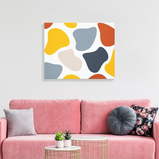 Kleurrijk, koel, trendy, modern organisch geometri canvas afdruk (Insitu (Woonkamer))
