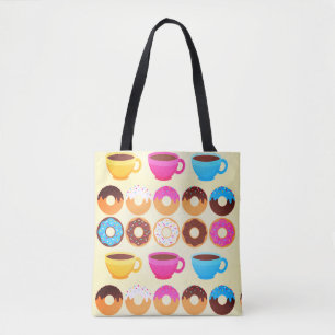 Kleurrijk koffie en donuts patroon draagtas