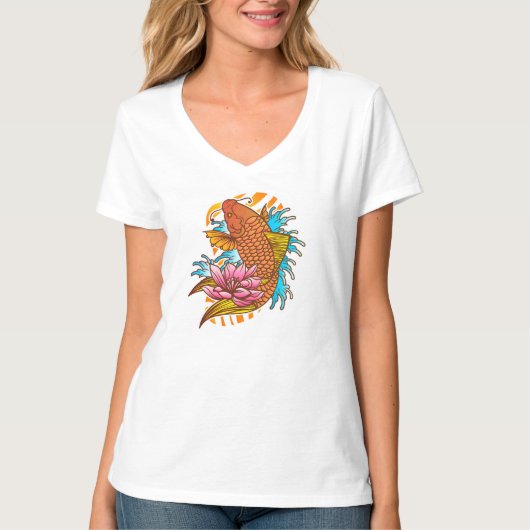 Kleurrijk Koi Goudvis T-Shirt (Voorkant)