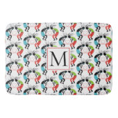 Kleurrijk Kokopelli hartpatroon en monogram Badmat (Voorkant)