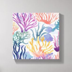 Kleurrijk Koraal Oceaan Koraal Aquarel Schilderi Canvas Afdruk