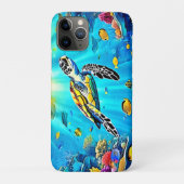 Kleurrijk Koraalrif Kunstwerk met Zeeschildpad Case-Mate iPhone Case (Achterkant)