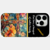Kleurrijk kruis te midden van bloeiende bloemen Case-Mate iPhone case (Achterkant (horizontaal))