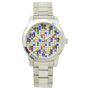 Kleurrijk kruiswoord horloge