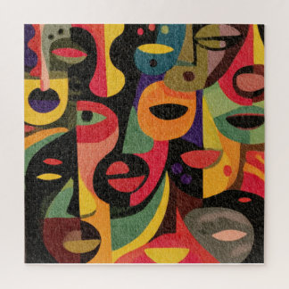 Kleurrijk Kubisme Abstract Gezichten Puzzel