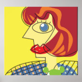 Kleurrijk kubisme: Vrouw portretkunst. Poster (Voorkant)