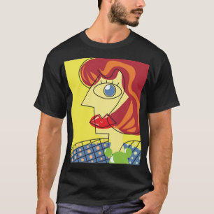 Kleurrijk kubisme: Vrouw portretkunst. T-shirt