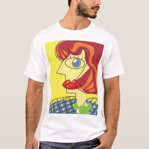 Kleurrijk kubisme: Vrouw portretkunst. T-shirt