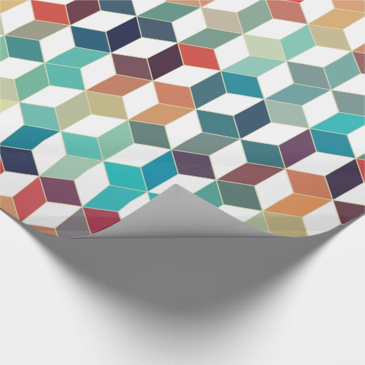 Kleurrijk kubuspatroon over witte achtergrond cadeaupapier (Hoek)
