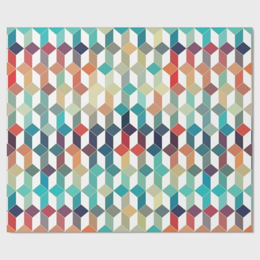 Kleurrijk kubuspatroon over witte achtergrond cadeaupapier (Vlak)