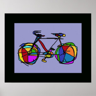 kleurrijk kunstwanddecor voor fietsen poster