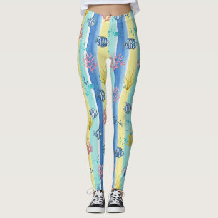Kleurrijk kust zeedierenpatroon (10) leggings
