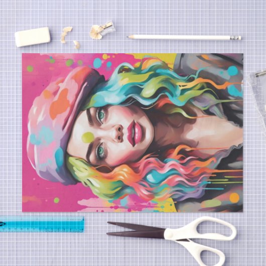 Kleurrijk Lady Decoupage papier (Craft)