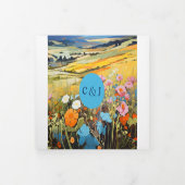 Kleurrijk Landschap Leuk en romantisch Bruiloft Drieluik Uitnodiging (Cover)