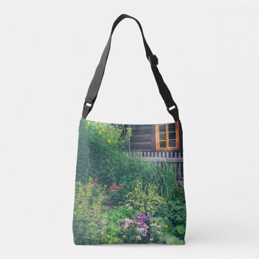 Kleurrijk landschap met een tuin crossbody tas (Achterkant)