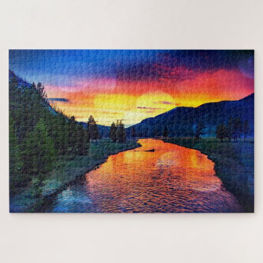 Kleurrijk landschap van de spaargeelsteen legpuzzel (Horizontaal)