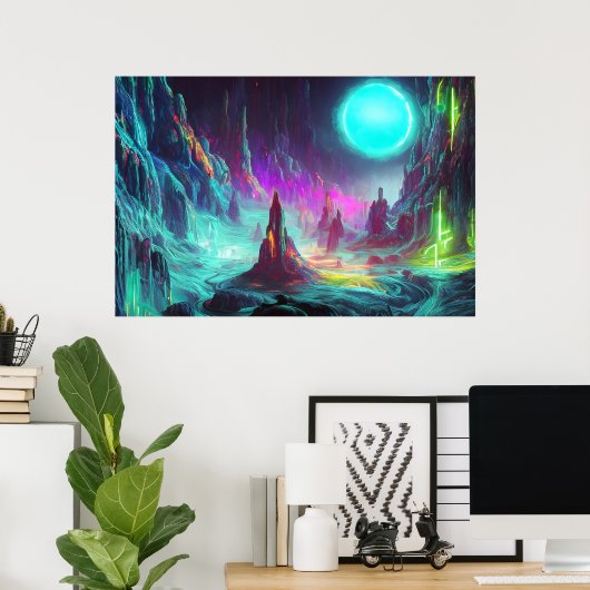 Kleurrijk landschap van Fantasy | Alien World Poster (Thuiskantoor)