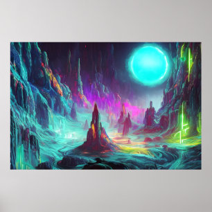 Kleurrijk landschap van Fantasy   Alien World Poster
