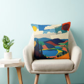 Kleurrijk landschapsontwerp kussen (Stoel)