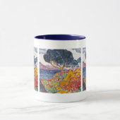 Kleurrijk  landschapsschilderwerk in gebergte mok (Midden)