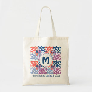 Kleurrijk LEAF-patroon Monogram Schrift Tote Bag