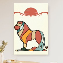 Kleurrijk Leeuw Wildlife Muur Kunst Canvas Print