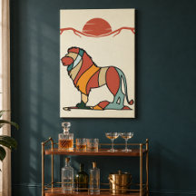 Kleurrijk Leeuw Wildlife Muur Kunst Canvas Print