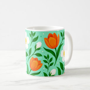 Kleurrijk Lentebloem Naadloos Patroon Koffiemok