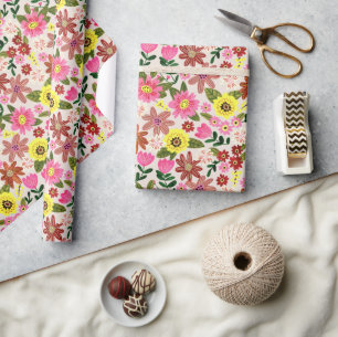 Kleurrijk Lentebloem Tuin Cadeaupapier
