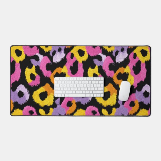 Kleurrijk Leopard Patroon y2k Retro Chic Esthetisc Bureaumat (Keyboard & Muis)