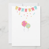 Kleurrijk leuk kinderverjaardagsfeestje kaart (Achterkant)