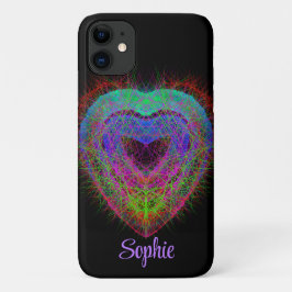 Kleurrijk leuk neon Graffiti mousserend hartontwer iPhone 11 Hoesje