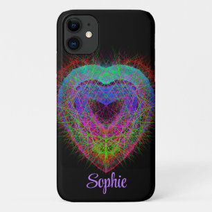 Kleurrijk leuk neon Graffiti mousserend hartontwer iPhone 11 Hoesje