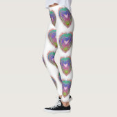 Kleurrijk leuk neon Graffiti mousserend hartontwer Leggings (Links)